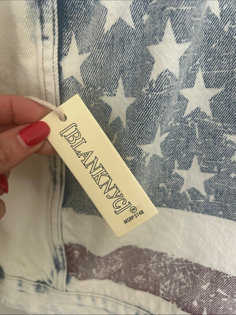 Blank NYC American Flag Distressed Denim Jacket Size S - Picture 13 of 15